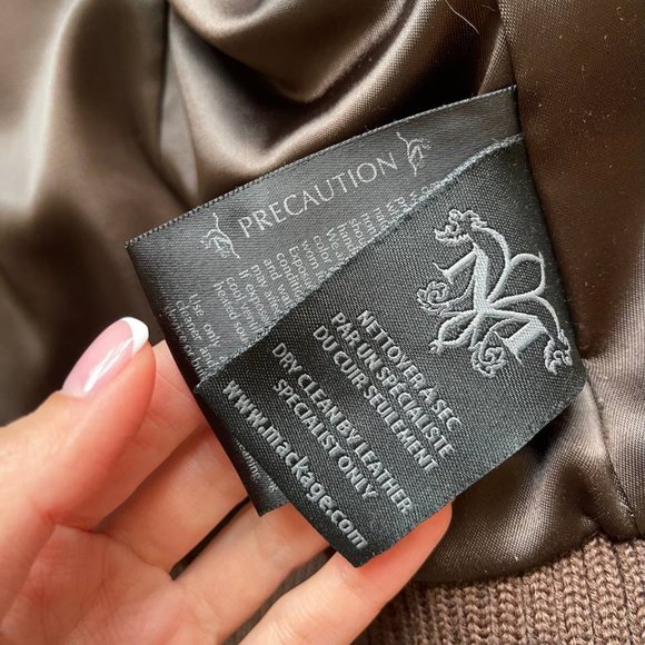 Mackage Brown Leather Jacket with Fur Accents - Picture 8 of 10